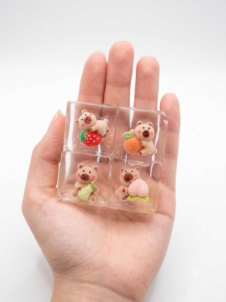 Mini Capybara Ice Cube Squishy Toy (2x2 Grid)