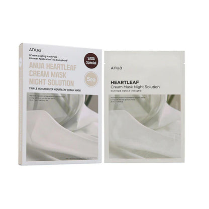Anua Heartleaf Cream Night Solution Sheet Mask 25ml - K-ESSENCE Canada; Korean Cosmetics Canada