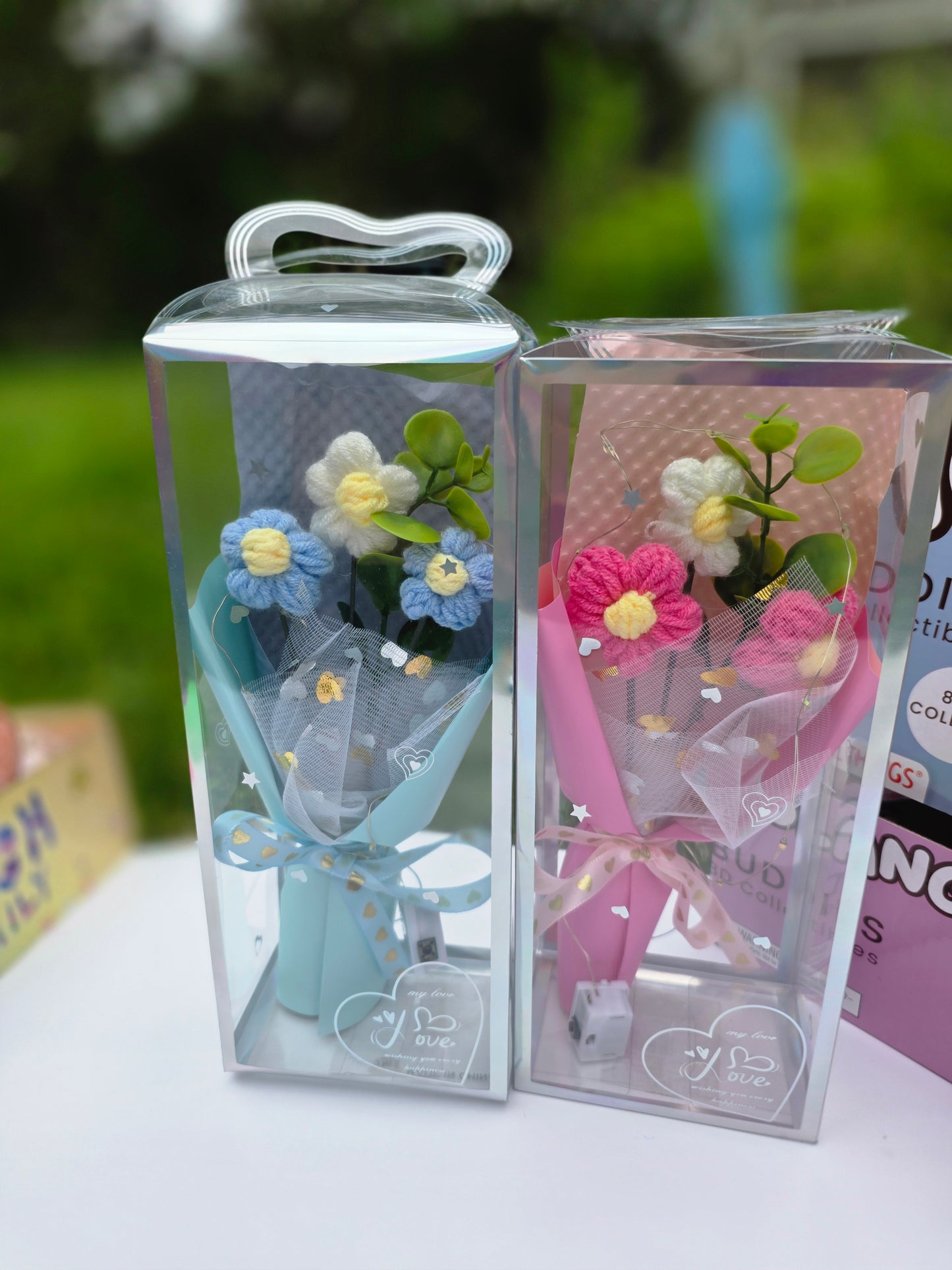 Enchanting LED Knit-Style Flower Bouquet