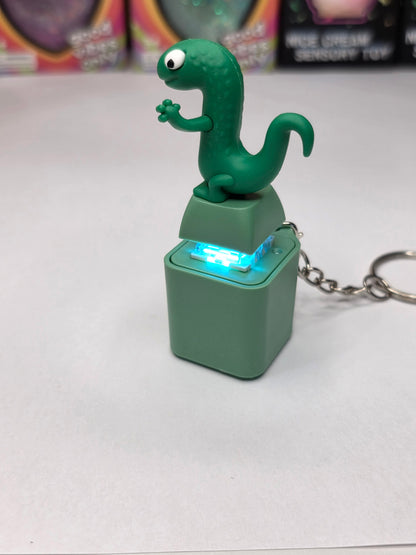 Green Lizard Sound & Light Clicker Keychain - Fidget Toy for Stress Relief