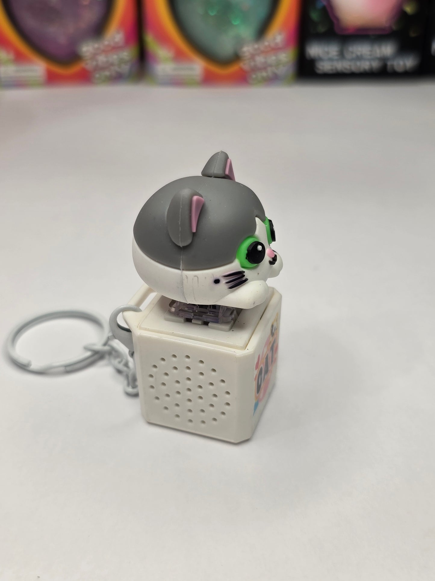 Adorable Cat Sound & Light Clicker Keychain - Interactive Fidget Toy