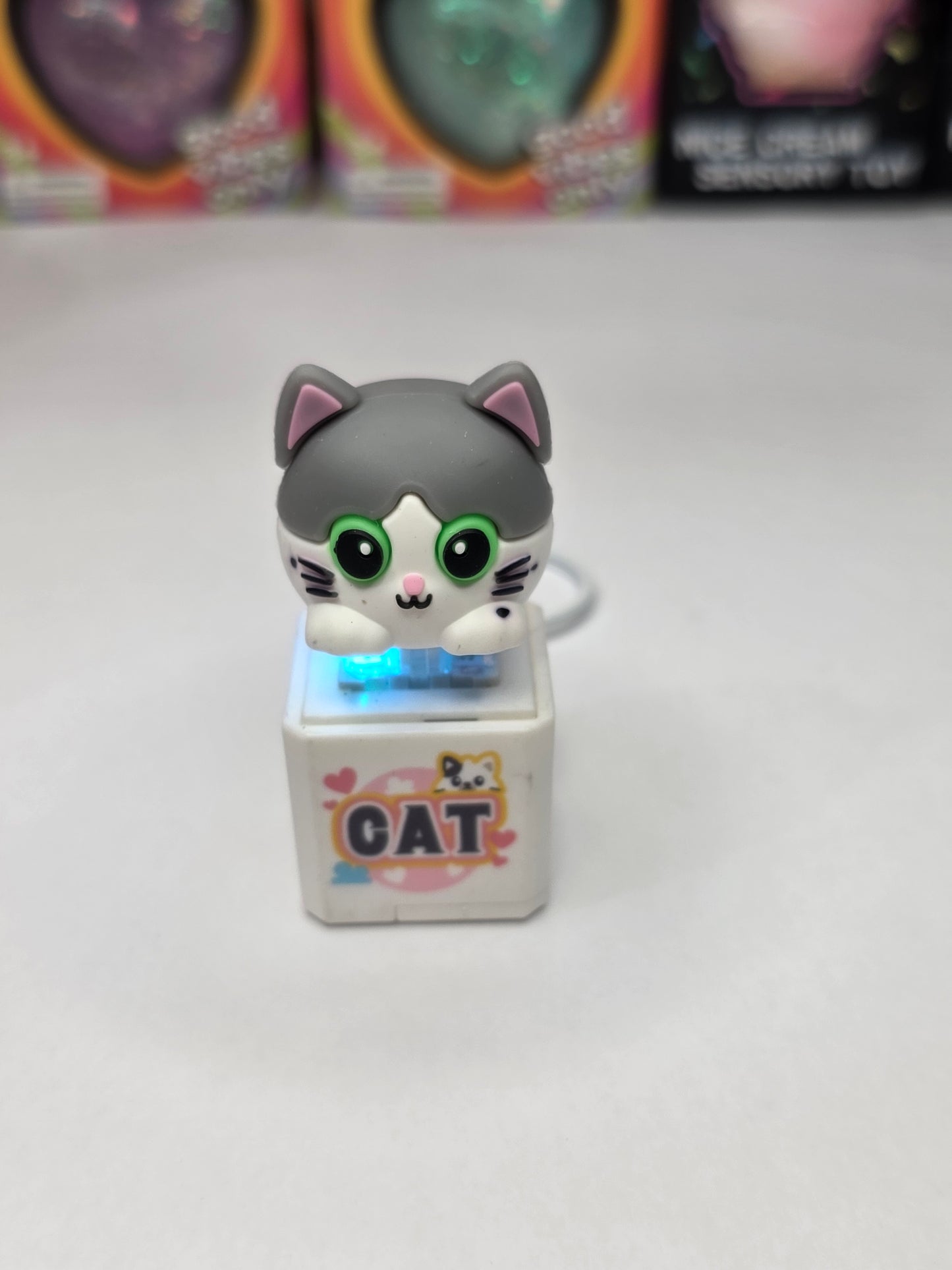 Adorable Cat Sound & Light Clicker Keychain - Interactive Fidget Toy
