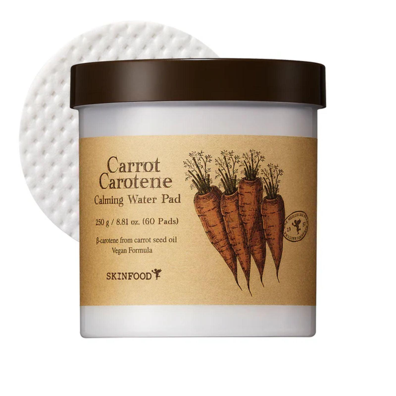 SKINFOOD Carrot Carotene Calming Water Pad 60 Pads - K-ESSENCE Canada; Korean Cosmetics Canada
