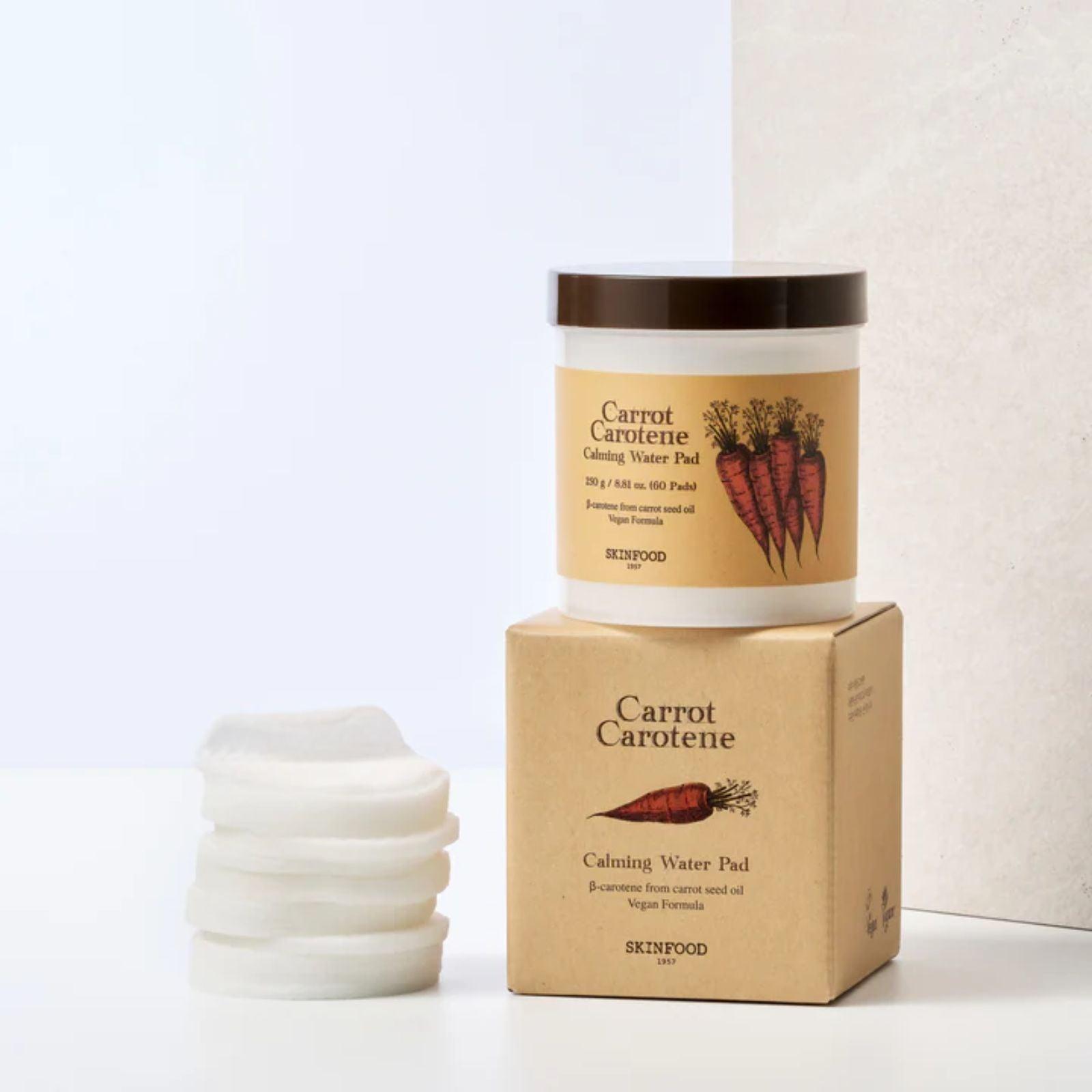 SKINFOOD Carrot Carotene Calming Water Pad 60 Pads - K-ESSENCE Canada; Korean Cosmetics Canada