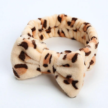 Spa Headband Unisex Bow Knot Leopard - K-ESSENCE Canada; Korean Cosmetics Canada